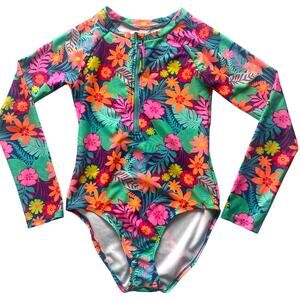 Cat & Jack One Piece Floral Long Sleeve Swim Suit Sz 14 (XL)